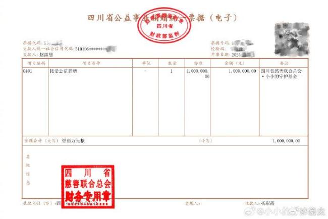 赵露思向四川慈善联合总会捐100万元 助力乡村教育梦想