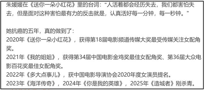朱媛媛去世太突然！抗癌5年留下6部作品，真正演员从不炒作