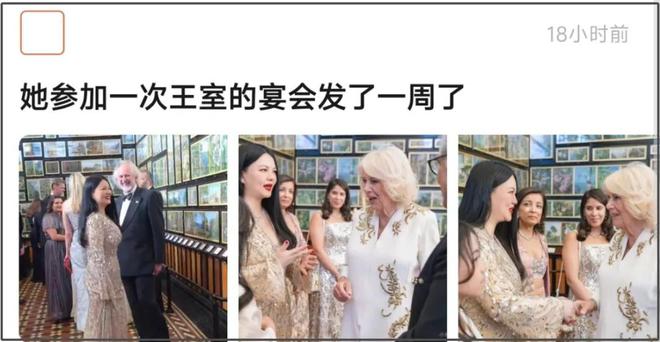 李湘还在晒英国王室合照，姿态太低惹群嘲，卡米拉用指尖和她握手