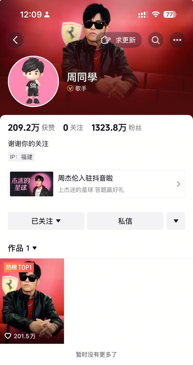 周杰伦在抖音发了首条视频，巨星传奇应声涨超21%