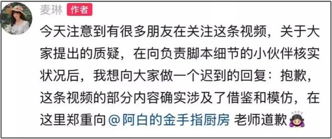 麦琳抄袭风波升级！道歉但不删视频，被抄袭博主是孕妇留言求放过