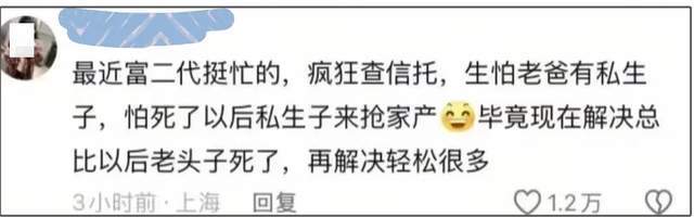 宗馥莉事件连锁反应！富二代们又查信托又立遗嘱，评论区好精彩！