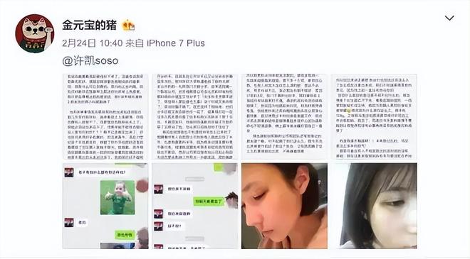 大金晒出对话录屏！许凯承认动手家暴，女方喊话他：你天黑了吗