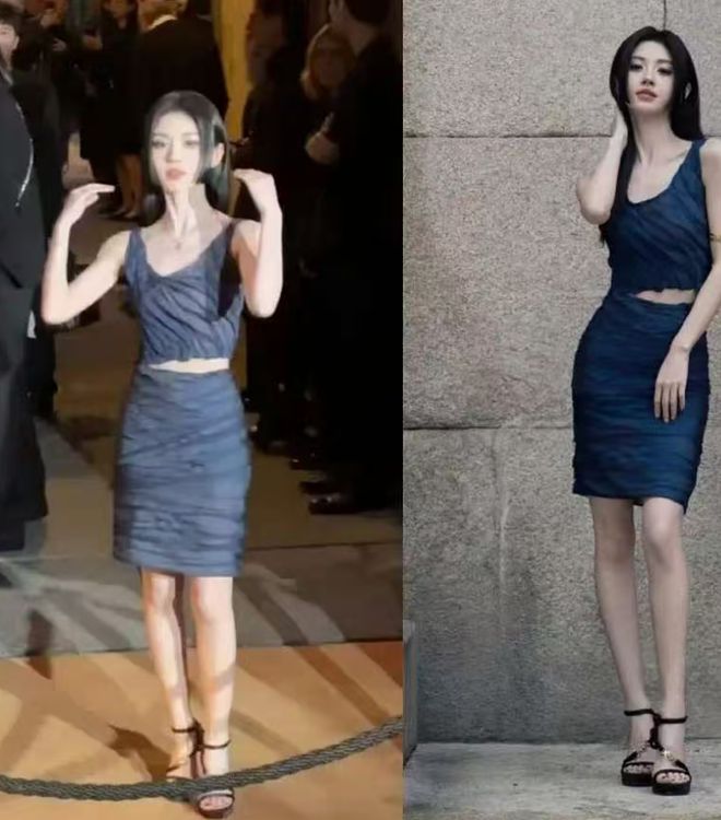 鞠婧祎生图被质疑造假，修成一米七地砖变形，现场图曝光更尴尬