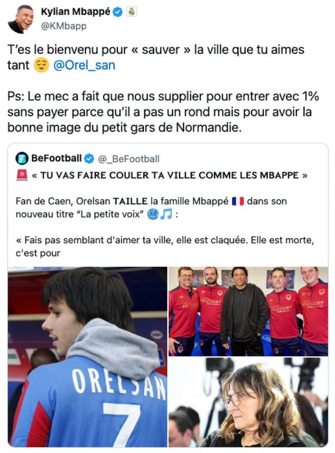 说唱歌手歌词影射姆巴佩毁掉卡昂，姆巴佩：你连买票看球钱都没有