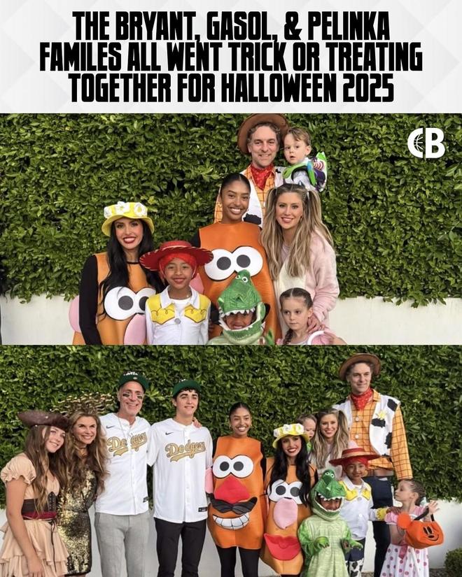 温馨，大加索尔夫妇与科比遗孀瓦妮莎及其孩子们共度万圣节